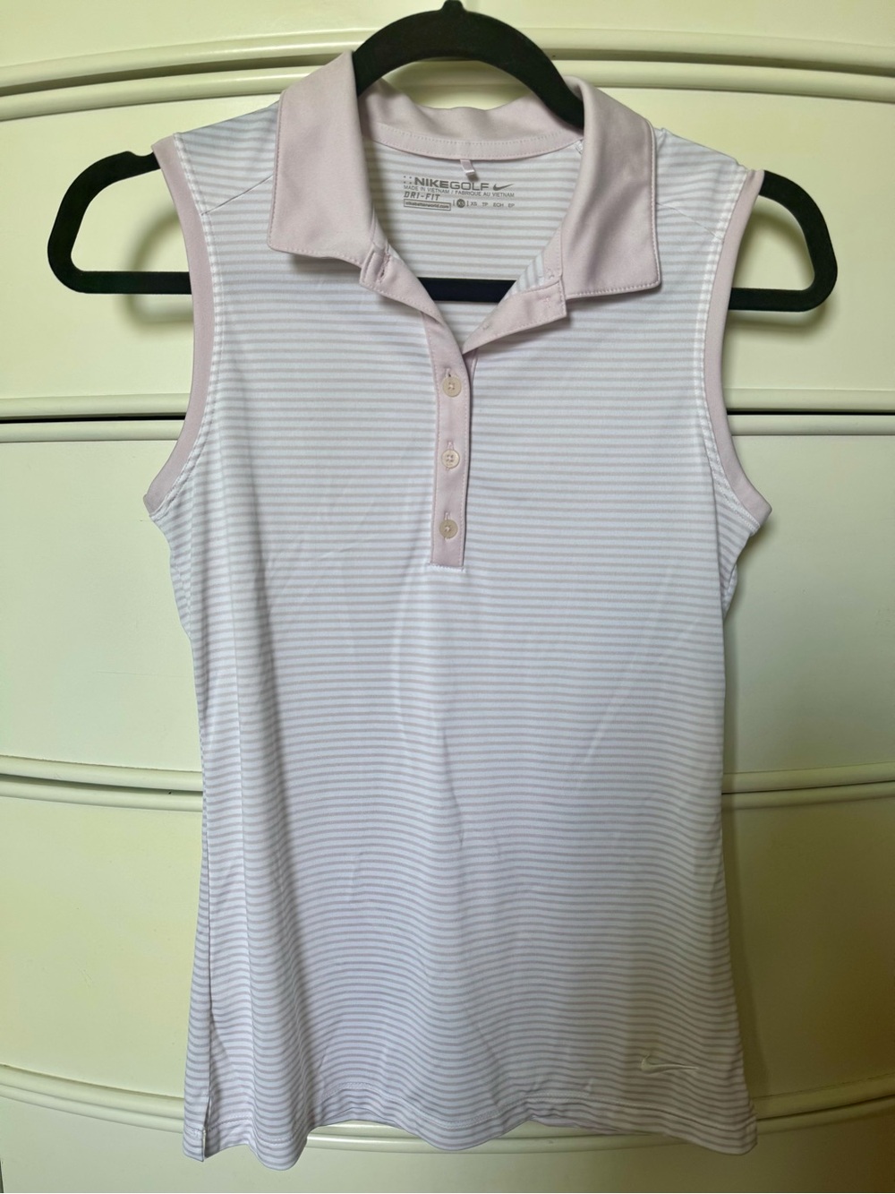 Nike Women’s Sleeveless Polo Tank — Light Pink Stripe